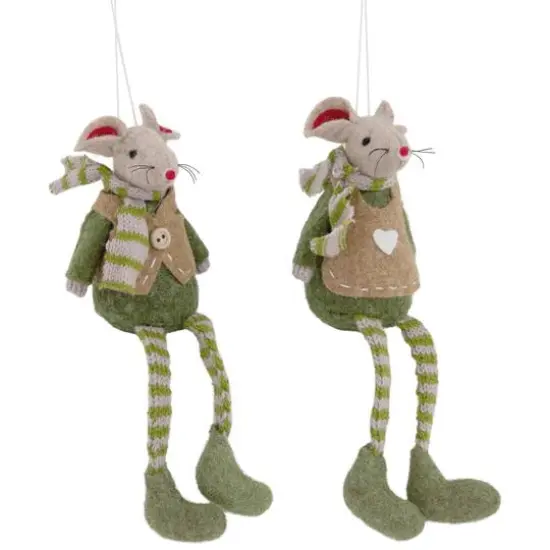 7.5" Boy & Girl Mice Christmas Ornaments Set {10}