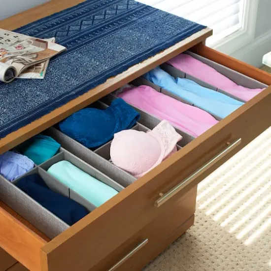 Household Essentials 3 Piece Drawer Organizers Starter Set Silver {4}