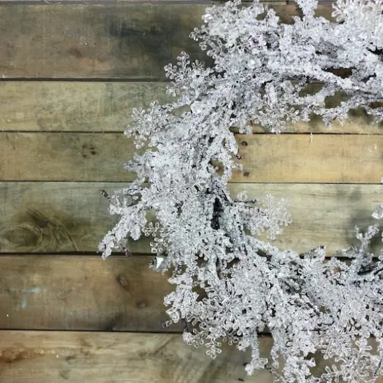 22" Clear Ice & Snowflakes Black Twigs Wreath {6}