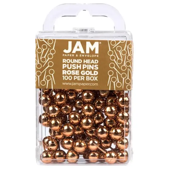 JAM Paper Colorful Round Push Pins, 100ct. Rose Gold {1}