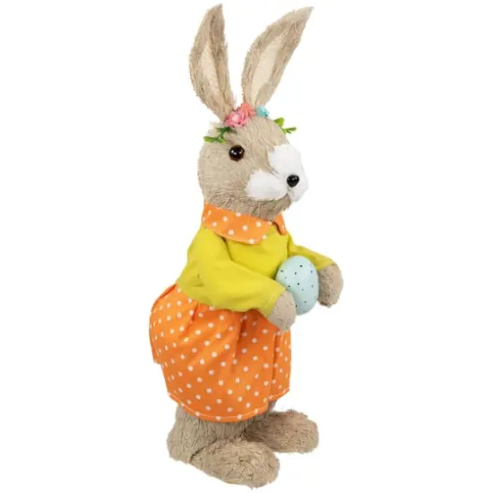 15" Orange & Green Standing Girl Rabbit with Easter Egg Figure {5}