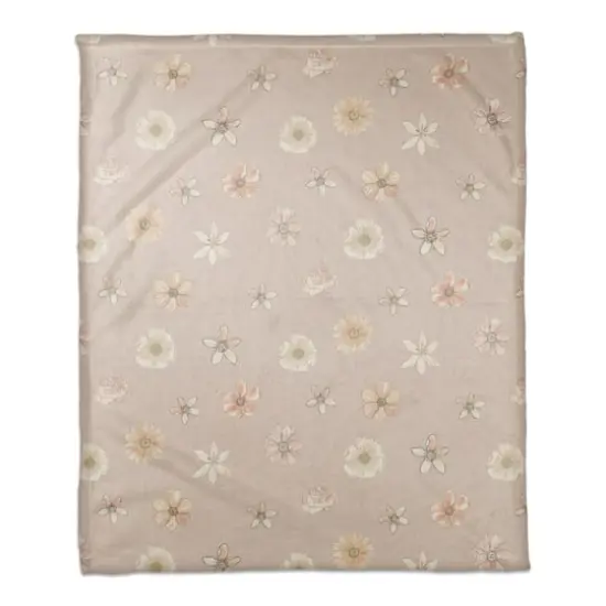 Florals Coral Fleece Blanket Blush {1}