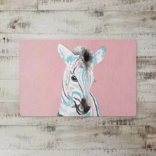Zebra With Color 18" x 27" Floor Mat {3}