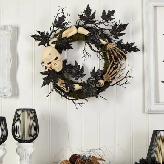 24" Halloween Skull & Bones Wreath {4}
