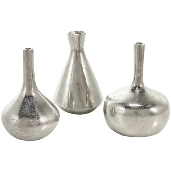 CosmoLiving by Cosmopolitan Contemporary Aluminum Vase Set Silver {9}