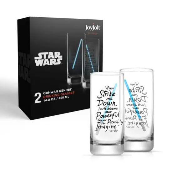 JoyJolt&reg; Star Wars&trade; 14.2oz. New Hope Obi-Wan Kenobi Blue Lightsaber Tall Drinking Glass, 2ct. {8}