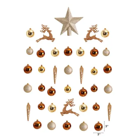 40ct. Gold Shatterproof Lux Christmas Ornament Set {3}