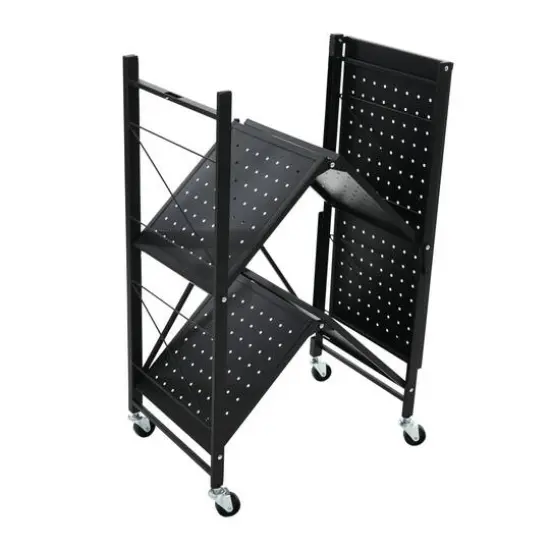 Household Essentials 34" Black Metal 3-Tier Foldable Utility Rack {10}