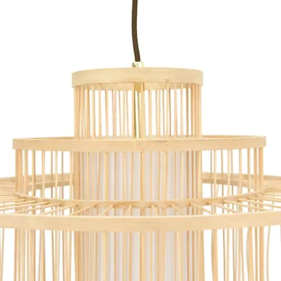 Hello Honey&reg; 19.5" Boho Tiered Bamboo Chandelier Brown {4}