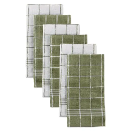 DII&reg; Waffle Weave Dishtowels, 6ct. Leaf Green {4}