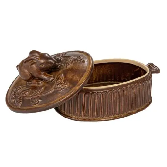 Hello Honey&reg; Matte Brown Stoneware Baker with Rabbit Design {7}