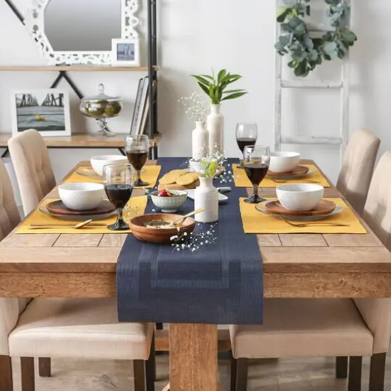DII&reg; 72" Doubleframe Table Runner Stonewash Blue {6}