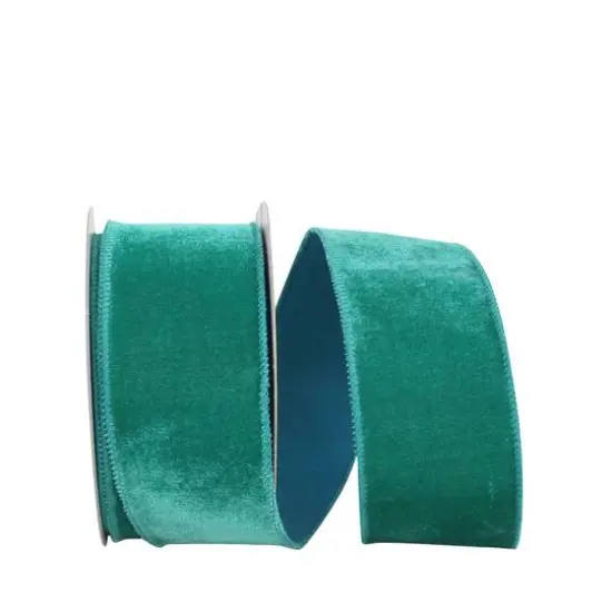 JAM Paper 2.5" x 10yd. Regal Emerald Wired Plush Velvet Ribbon {1}