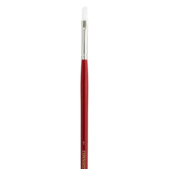 Connoisseur&reg; White Taklon Brush All Media Long Handle Filbert Brush {3}