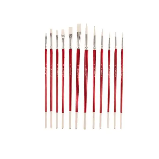 Hello, Artist! Long Handle White Taklon Flats & Rounds 12 Piece Brush Set {12}