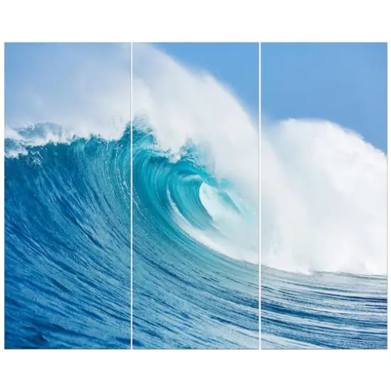 Designart - Blue Ocean Wave - Sea & Shore Photography on Wrapped Canvas set {1}