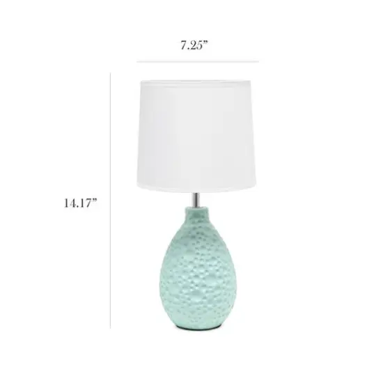 Simple Designs Textured Stucco Ceramic Oval Table Lamp Blue {4}