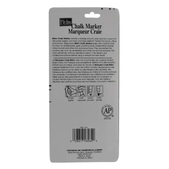 Marvy&reg; Uchida Bistro Fine Tip Fluorescent 4 Color Chalk Marker Set {6}