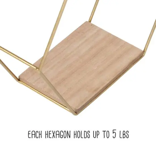 Honey Can Do 12" Gold Hexagonal Decorative Metal Wall Shelves {13}