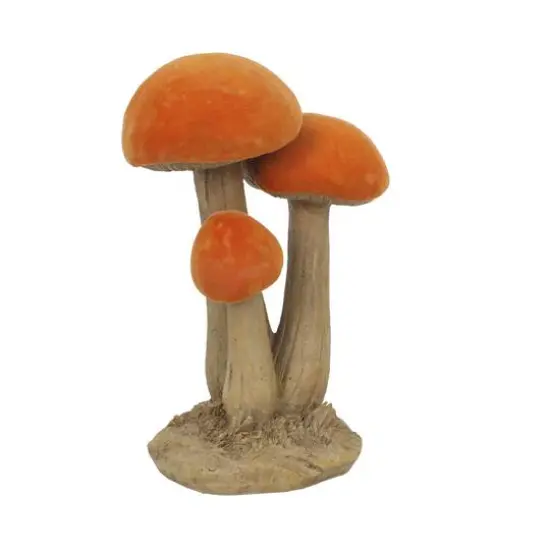 9.75" Orange-Capped Flocked Mushroom Trio Tabletop D&eacute;cor by Ashland&reg; {1}