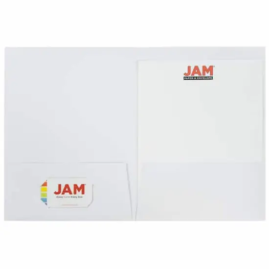 JAM Paper 9.5" x 11.5" 2-Pocket Linen Folders, 6ct. White {6}