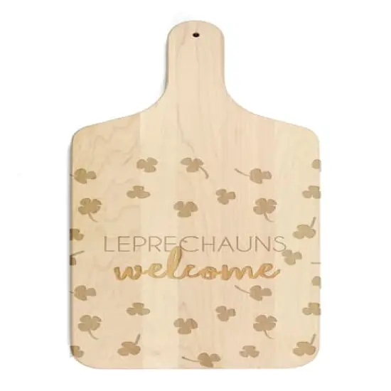 17" Leprechauns Welcome Maple Paddle Cutting Board {1}