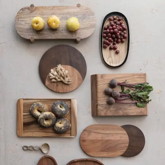 Hello Honey&reg; 13.75" Black Oval Oak Wood Serving Tray {5}