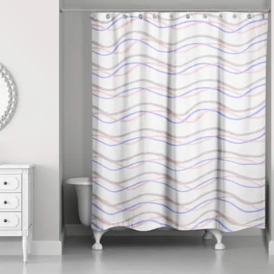 Delicate Squiggles Shower Curtain Blue and Pink {3}