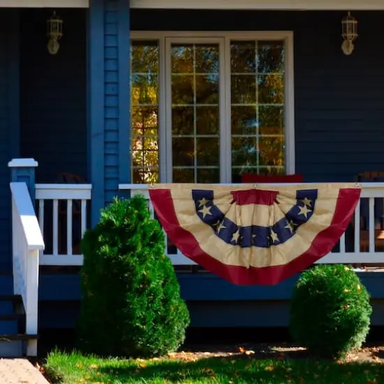 Patriotic Americana Tea-Stained Pleated Bunting Flag, 24" x 48" {3}