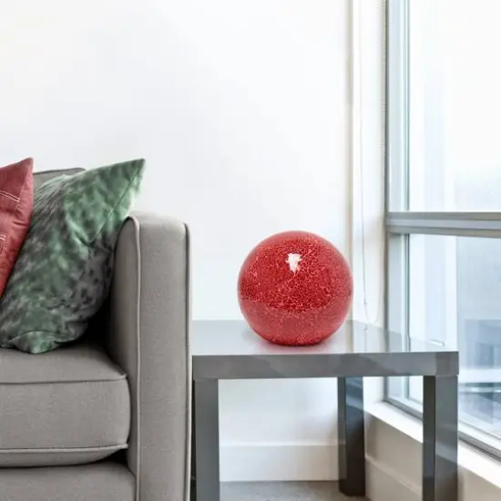 Simple Designs 7.7" Mosaic Stone Ball Table Lamp Red {6}