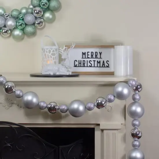 6ft. Shatterproof Ball 3-Finish Silver Splendor Christmas Garland {3}
