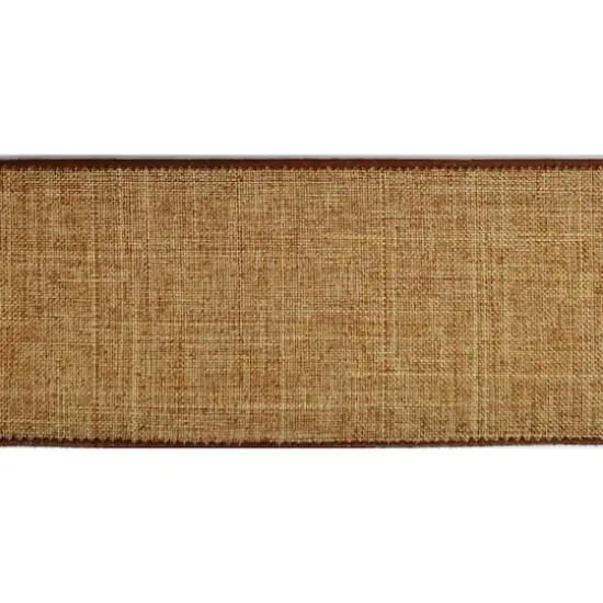 2.5" x 25ft. Faux Linen Wired Ribbon by Celebrate It&trade; D&eacute;cor Tan {4}