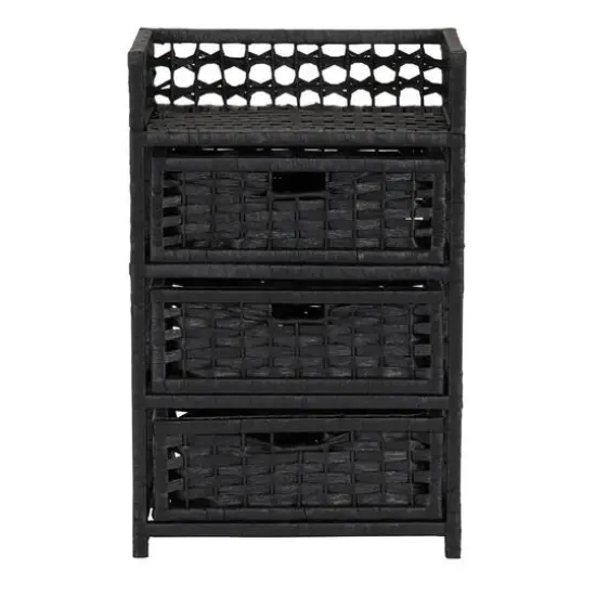 Household Essentials Woven 3 Drawer Chest with Cutout Handles Black {6}