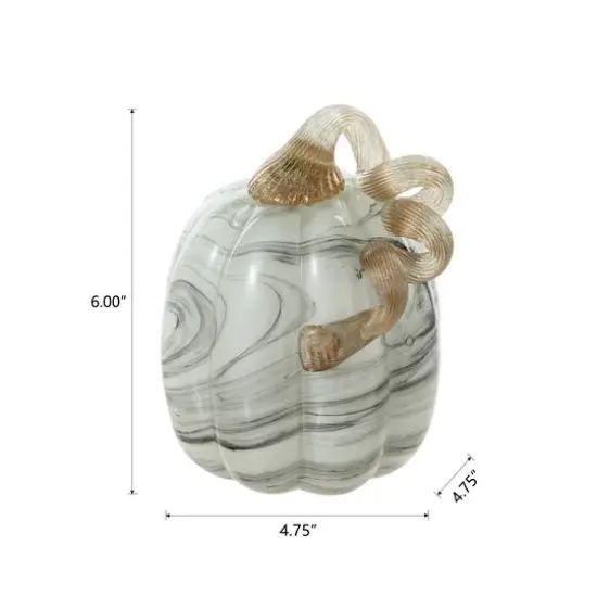 Glitzhome&reg; Marble Tall Marble Glass Pumpkin, Gray {15}