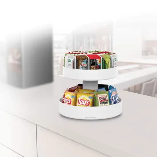 Mind Reader White 2-Tier Lazy Susan Granola Bar and Snack Organizer {3}