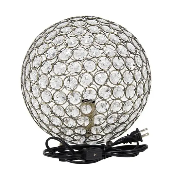 Lalia Home 10" Antique Brass Elipse Crystal Orb Table Lamp {9}