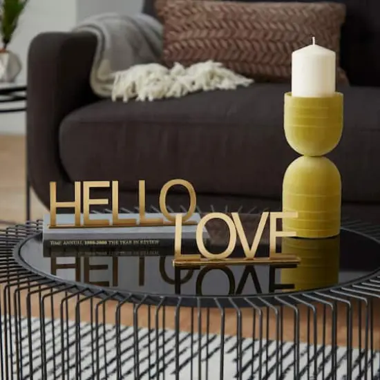 Gold Metal Home & Love Tabletop Sign Set {3}