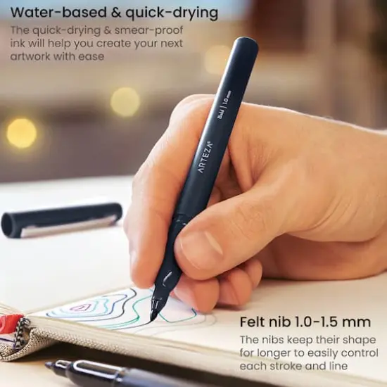 Arteza&reg; Black Bold Tip Classic Felt Pens, 12ct. {4}