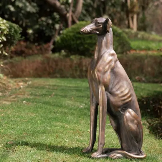 Glitzhome&reg; 30" Sitting Left Greyhound Dog Statue {6}