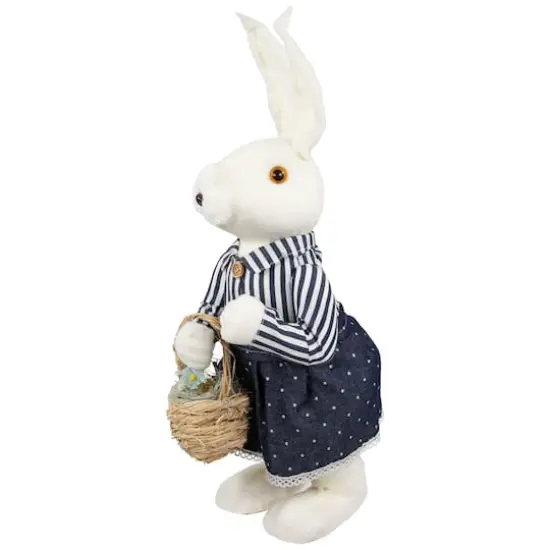 19" Navy Blue Standing Girl Bunny with Basket Easter Figure {5}