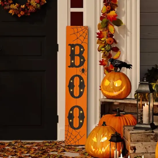 Glitzhome&reg; 42" Lighted Halloween BOO Porch Sign {3}