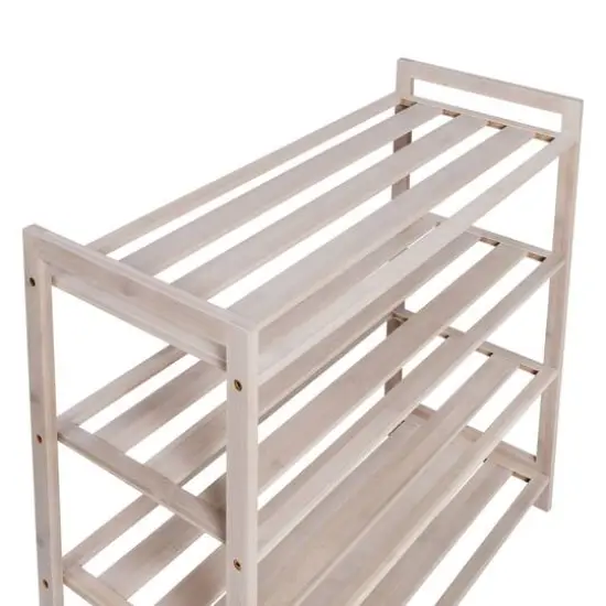 Honey Can Do White Wash 4-Tier Bamboo Shoe Rack {7}