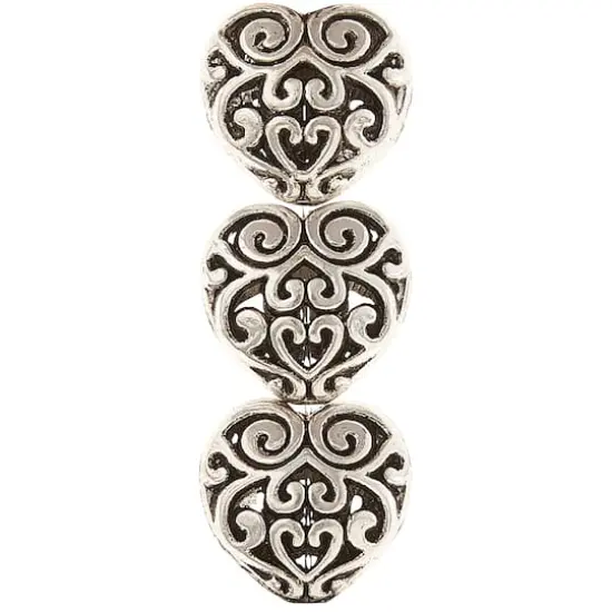 Silver Plated Filigree Heart Beads, 12mm by Bead Landing&trade; {1}