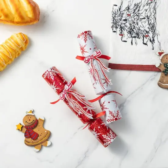 Glitzhome&reg; 12PK 1.25"D x 10"H Christmas Snowflake with Bow Party Cracker with Gift Contents {5}