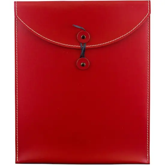 JAM Paper 9.5" x 12.5" Leather Portfolio with Button & String Red {1}