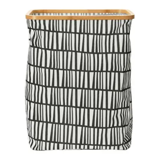 Household Essentials Krush Bamboo Rimmed Hamper (Rectangular, Black) {10}