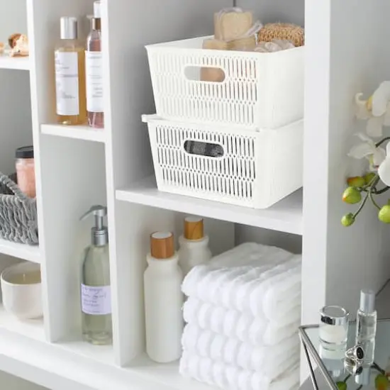 Simplify Slide Stack It Storage Tote Baskets, 2ct. White {8}