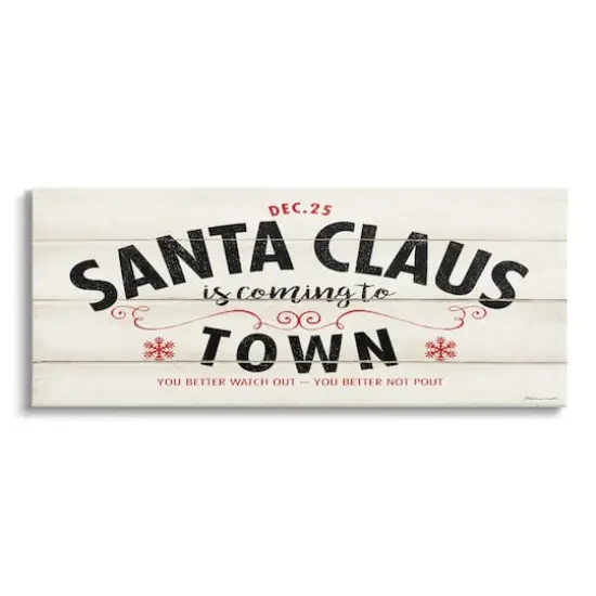 Stupell Industries Santa Claus Coming To Town Rustic Canvas Wall Art {1}