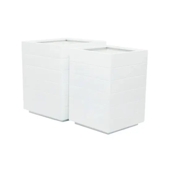 White Modern Planter, Set of 2" 17", 14" {4}
