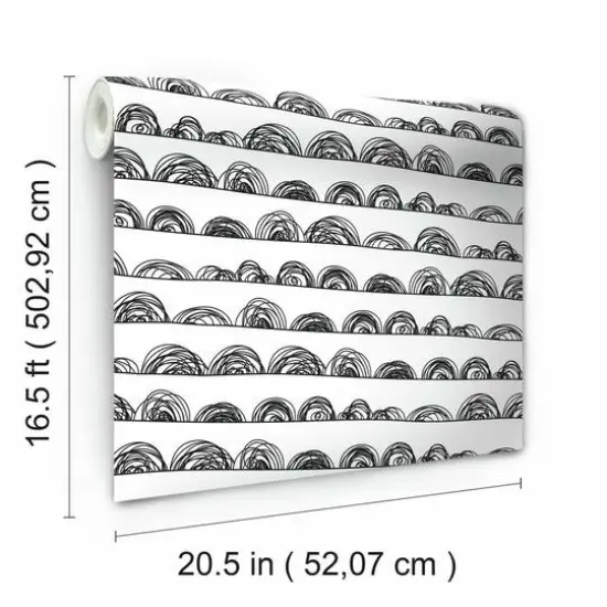 RoomMates Doodle Scallop Peel & Stick Wallpaper Black {10}